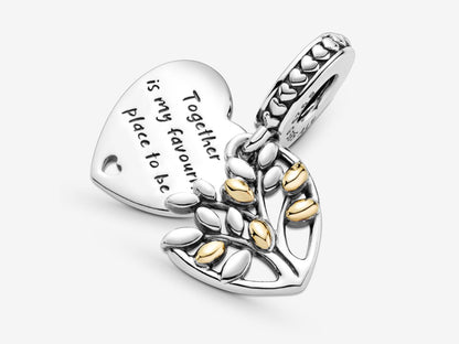 Two-Tone Family Tree Heart Charm