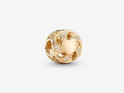 Golden Ribbon Heart Charm