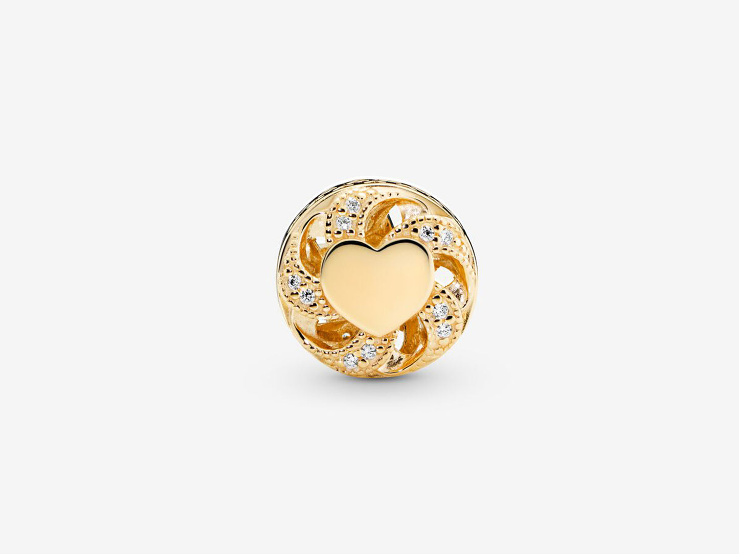 Golden Ribbon Heart Charm