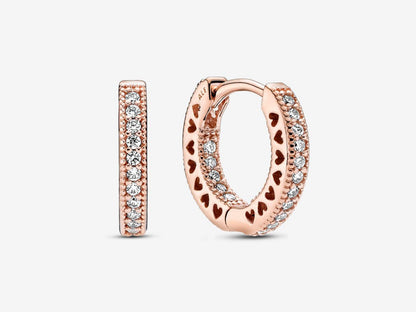 Pavé Heart Hoop Earrings