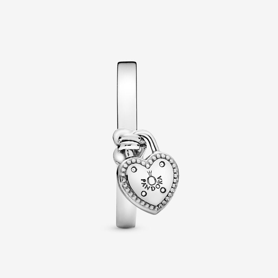 Heart Lock Charm Ring