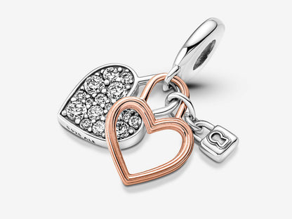 Heart Padlock Double Dangle Charm