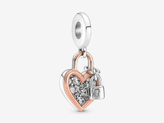 Heart Padlock Double Dangle Charm
