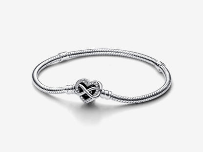 Sparkling Infinity Heart Clasp Snake Chain Bracelet
