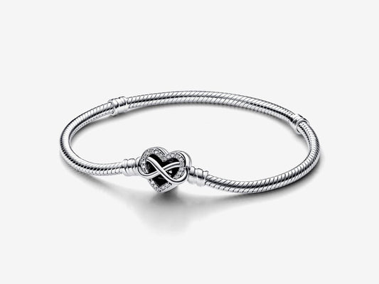 Sparkling Infinity Heart Clasp Snake Chain Bracelet