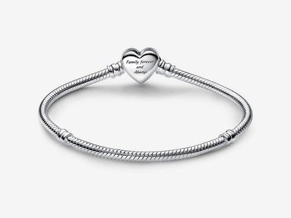Sparkling Infinity Heart Clasp Snake Chain Bracelet