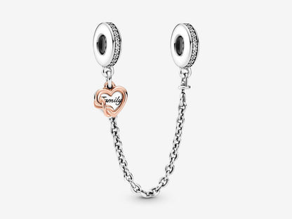 Family Heart Safety Chain Charm
