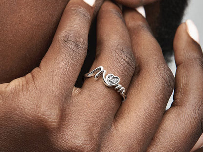Mom Pavé Heart Ring