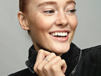 Sparkling Wishbone Heart Ring