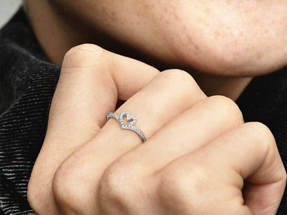 Sparkling Wishbone Heart Ring
