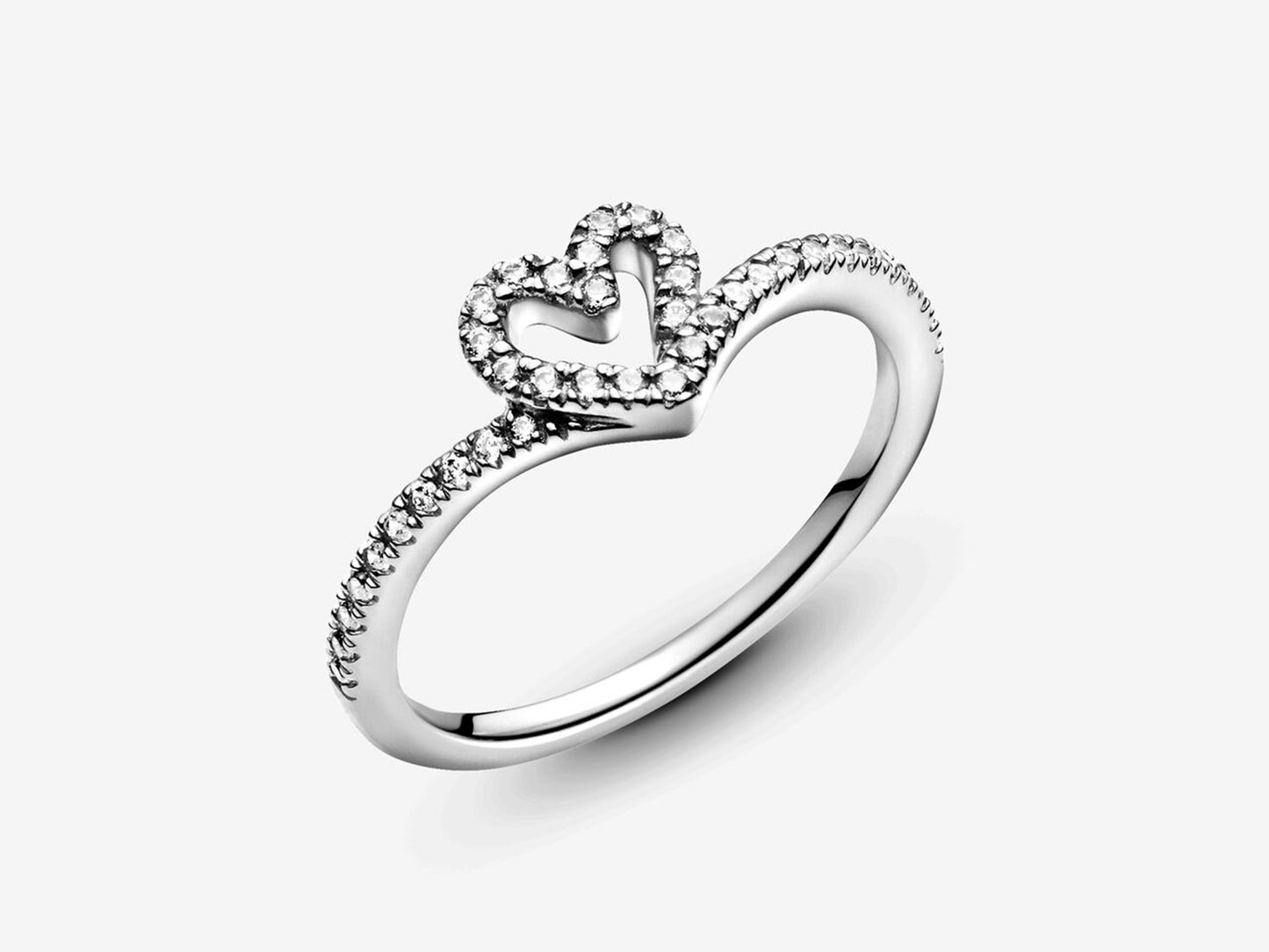 Sparkling Wishbone Heart Ring