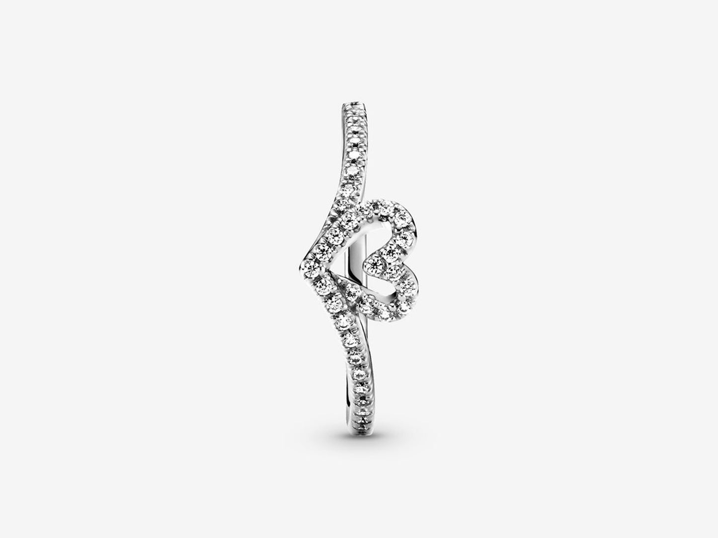 Sparkling Wishbone Heart Ring
