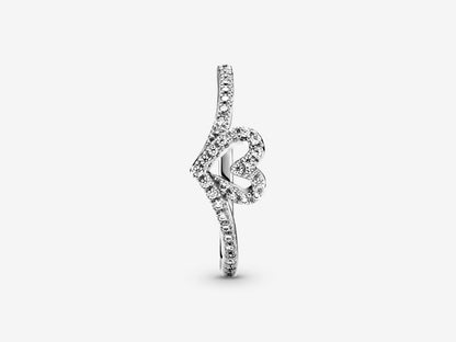 Sparkling Wishbone Heart Ring