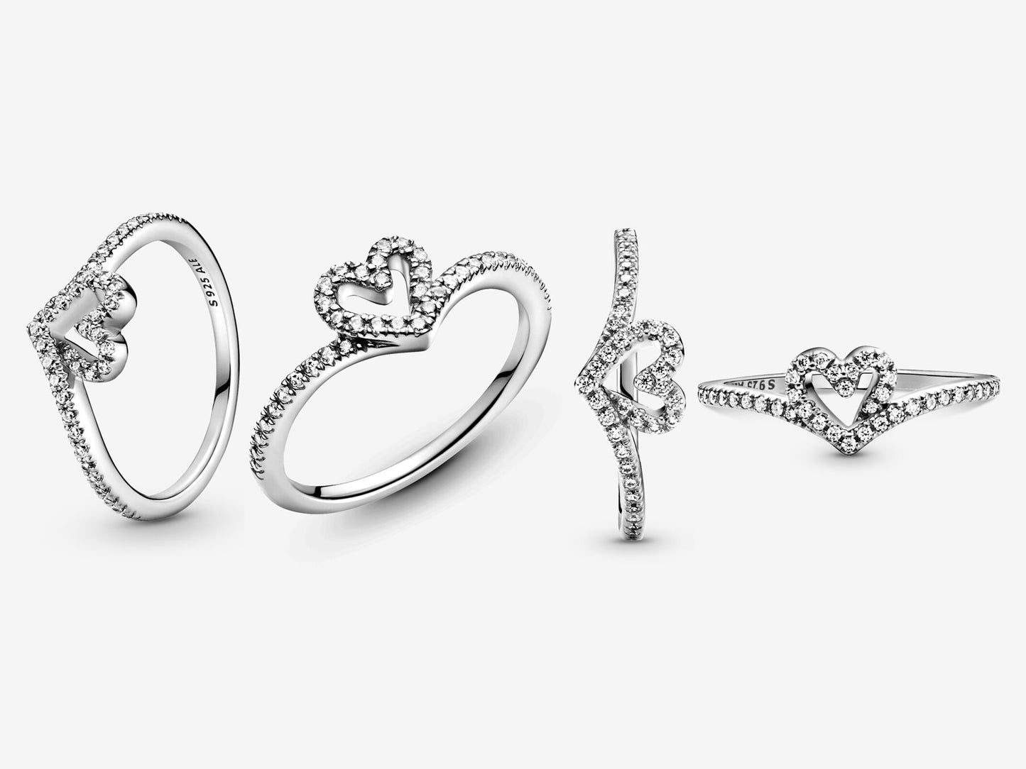 Sparkling Wishbone Heart Ring