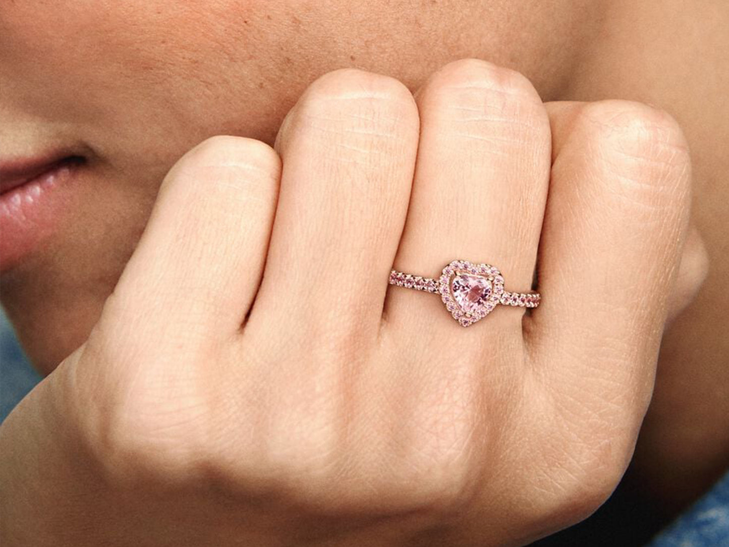 Sparkling Elevated Heart Ring