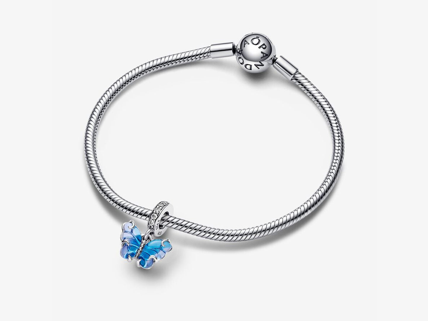 Blue Murano Glass Butterfly Dangle Charm