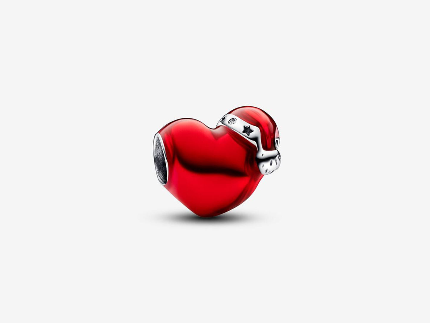 Metallic Red Christmas Heart Charm