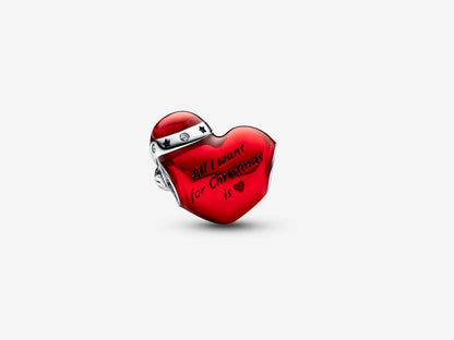 Metallic Red Christmas Heart Charm
