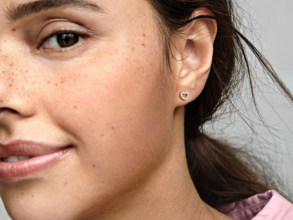 Open Heart Stud Earrings