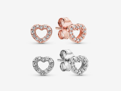 Open Heart Stud Earrings