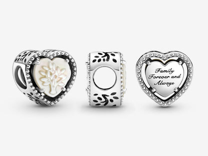 Hollow Heart & Family Tree Charm