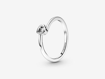 Clear Tilted Heart Solitaire Ring