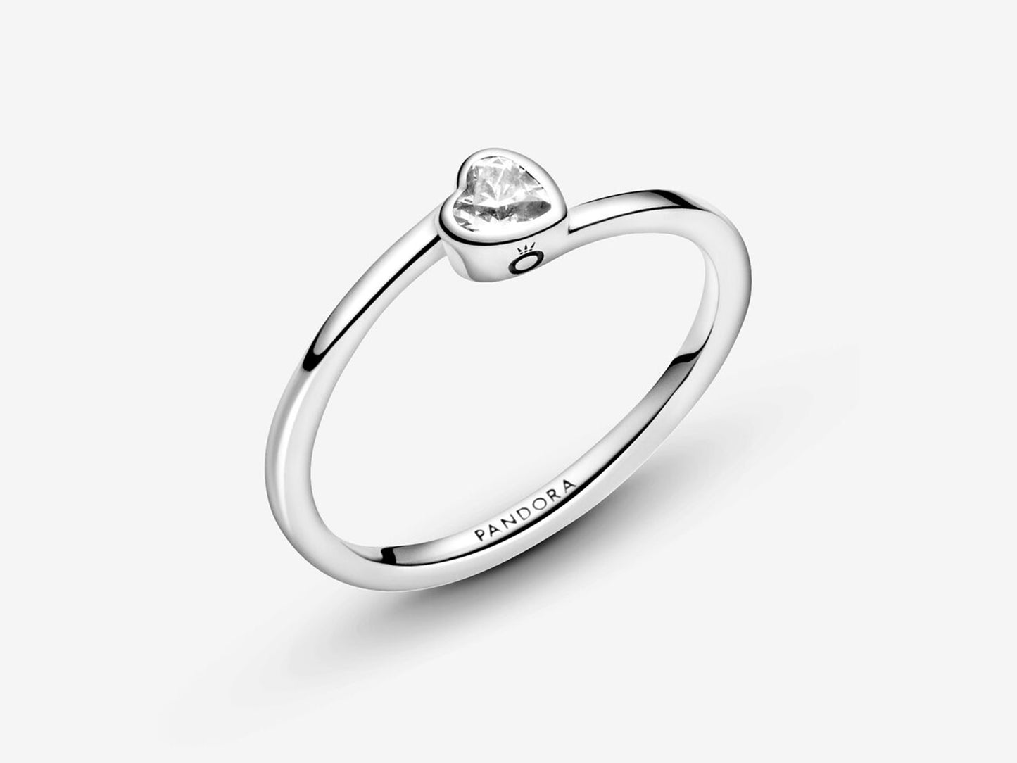 Clear Tilted Heart Solitaire Ring