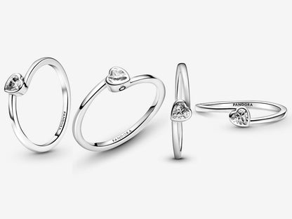 Clear Tilted Heart Solitaire Ring