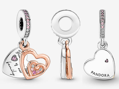 Entwined Infinite Hearts Double Dangle Charm