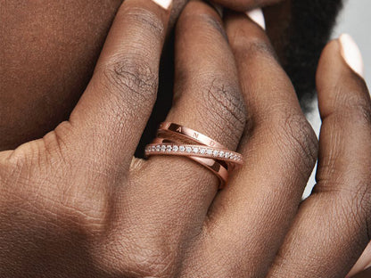 Crossover Pavé Triple Band Ring