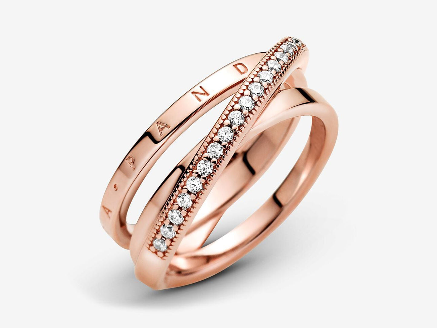 Crossover Pavé Triple Band Ring