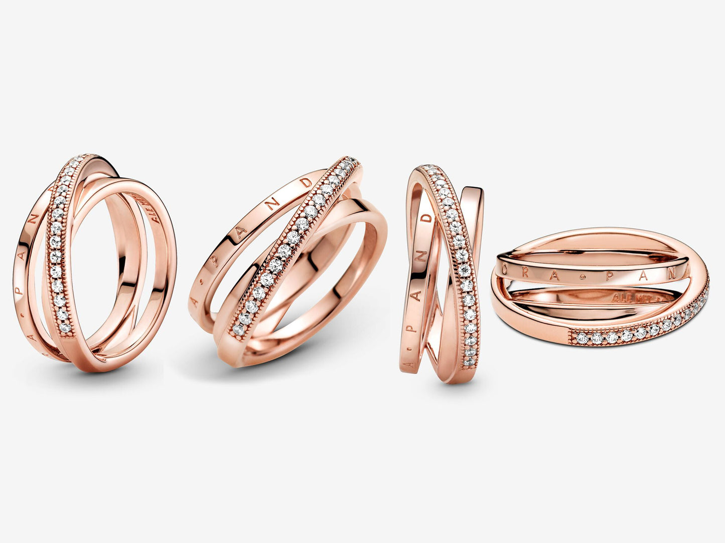 Crossover Pavé Triple Band Ring
