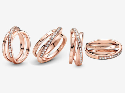 Crossover Pavé Triple Band Ring