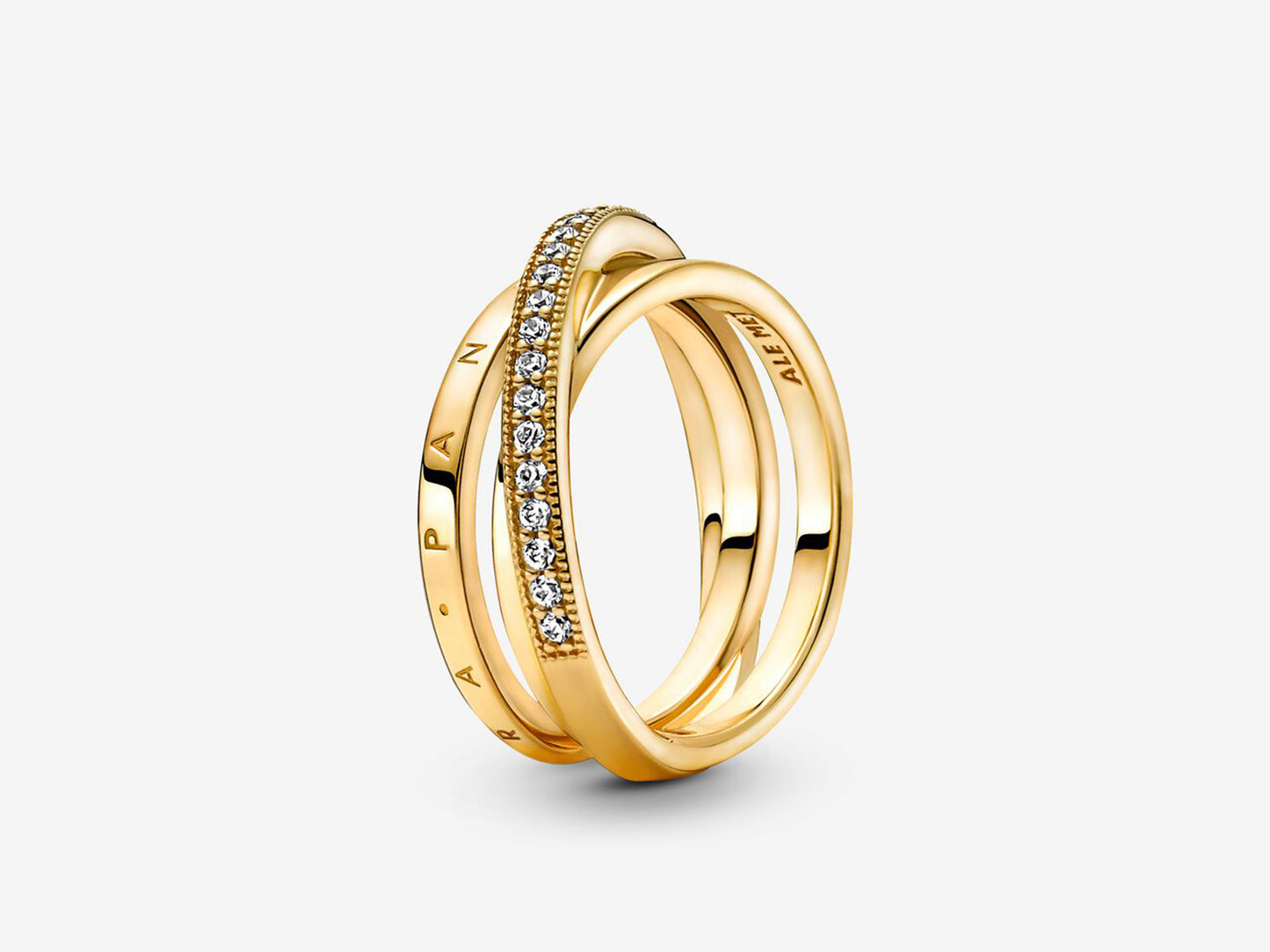 Crossover Pavé Triple Band Ring