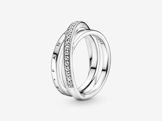 Crossover Pavé Triple Band Ring