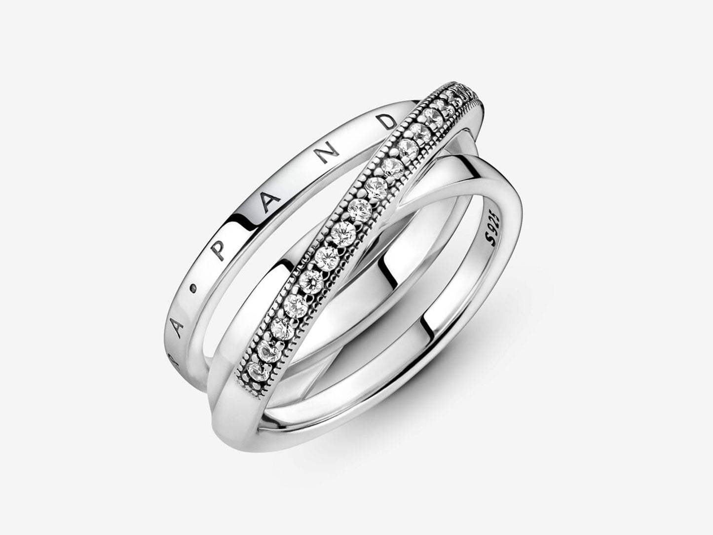 Crossover Pavé Triple Band Ring