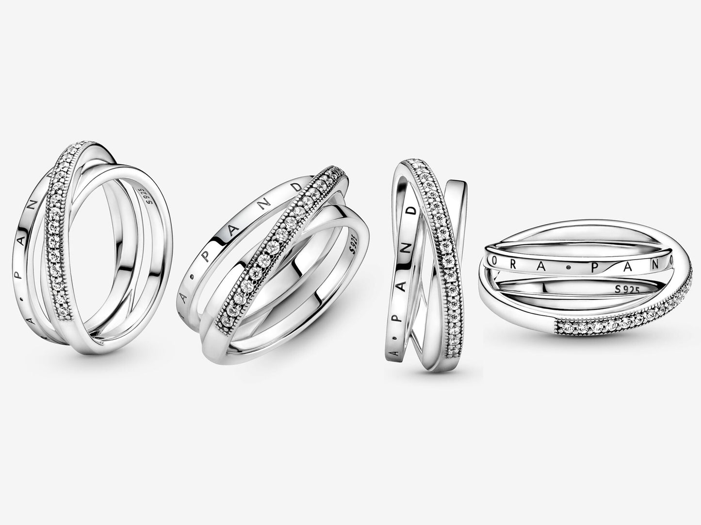 Crossover Pavé Triple Band Ring