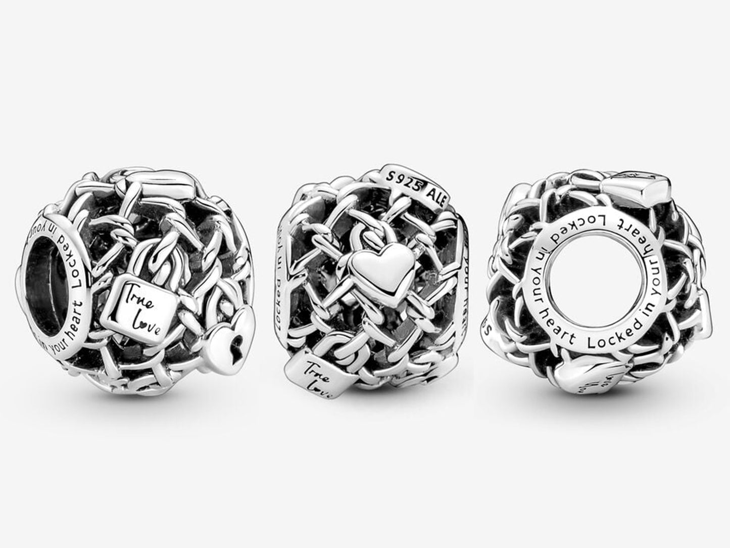 Openwork Chain Link Padlock Charm