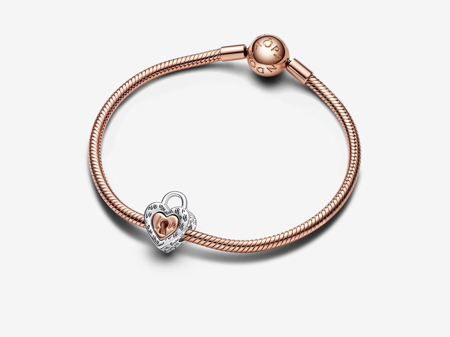 Two-tone Padlock Splittable Heart Charm