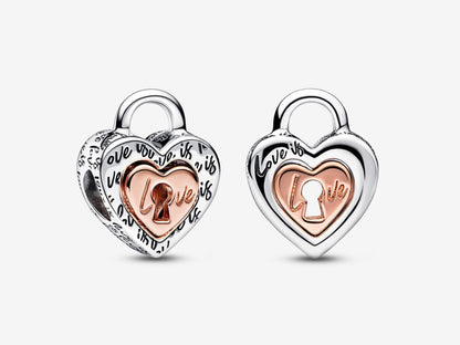 Two-tone Padlock Splittable Heart Charm