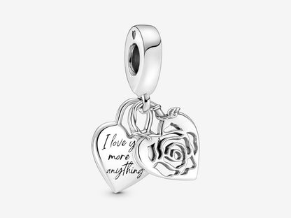 Rose Heart Padlock Dangle Charm