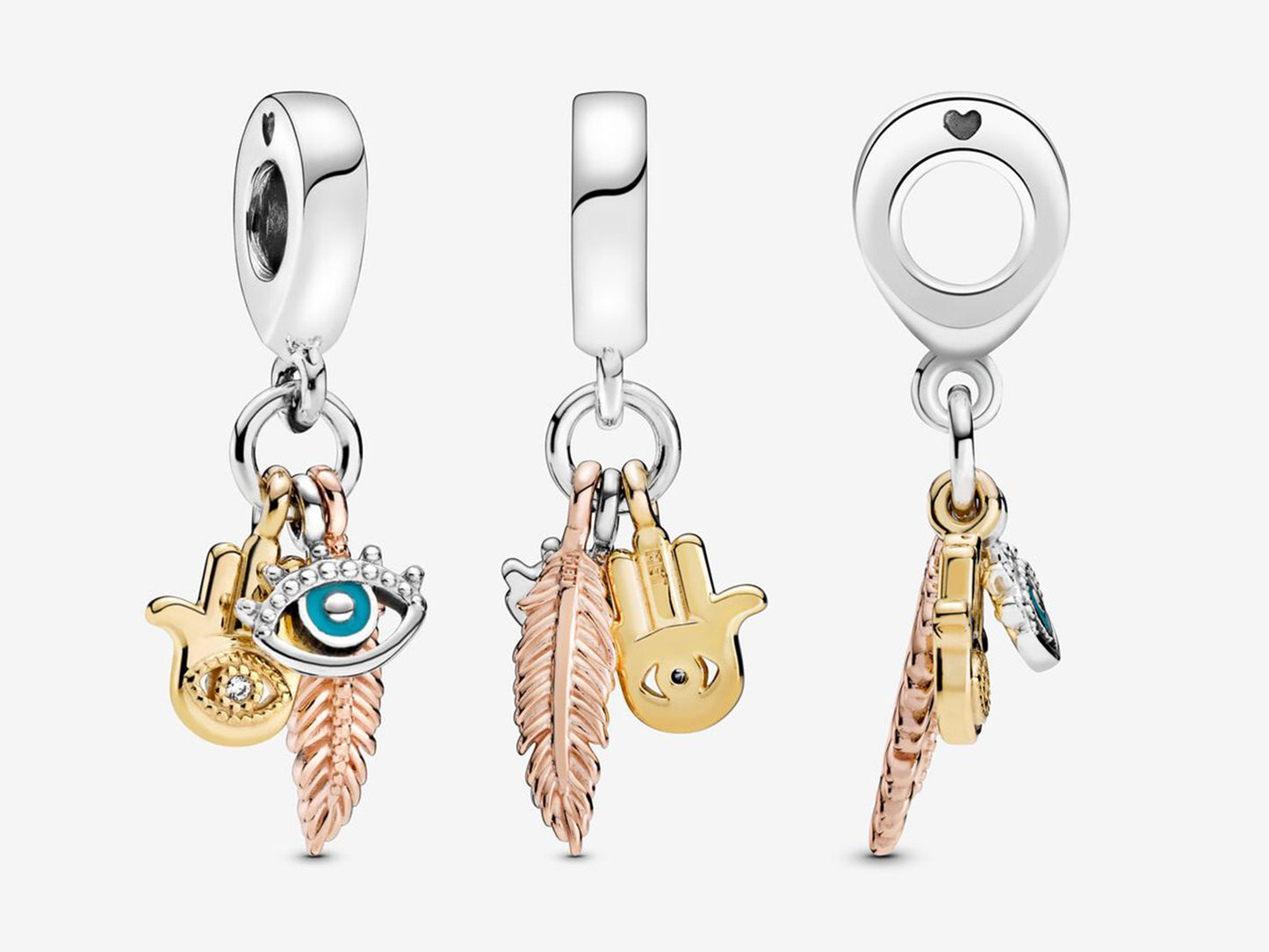 Hamsa, All-seeing Eye & Feather Spirituality Dangle Charm