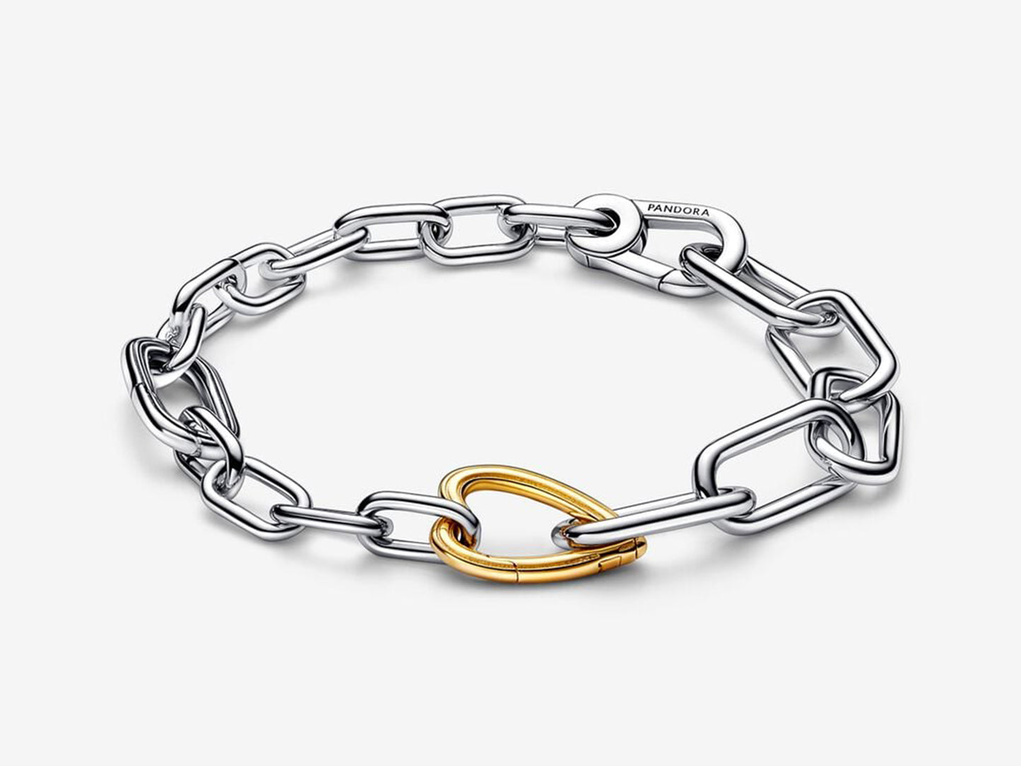 Two-tone Heart Openable Link Chain Bracelet