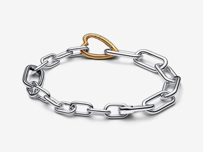 Two-tone Heart Openable Link Chain Bracelet