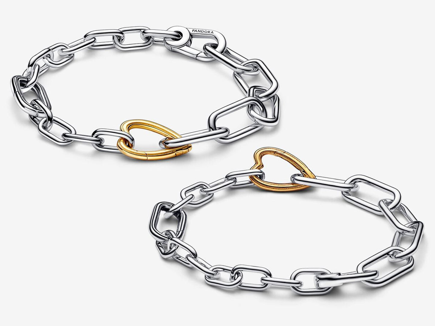 Two-tone Heart Openable Link Chain Bracelet