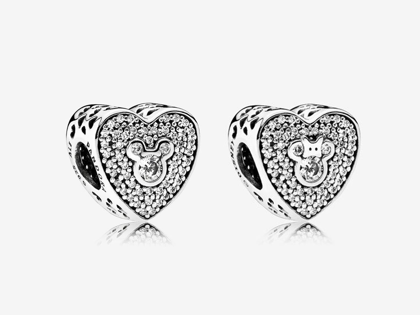 Mickey and Minnie Heart Charm