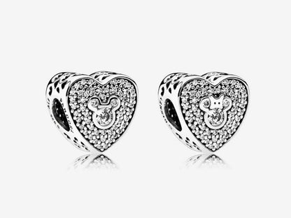 Mickey and Minnie Heart Charm