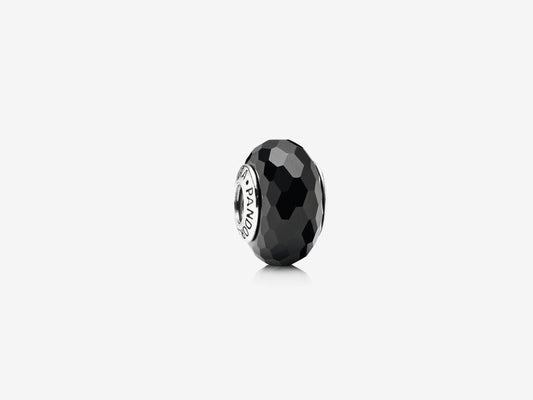 Black Faceted Glass Charm