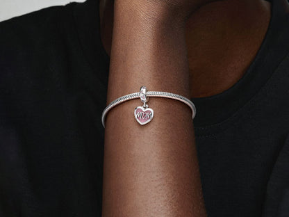 Mom Script Heart Dangle Charm