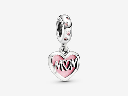 Mom Script Heart Dangle Charm